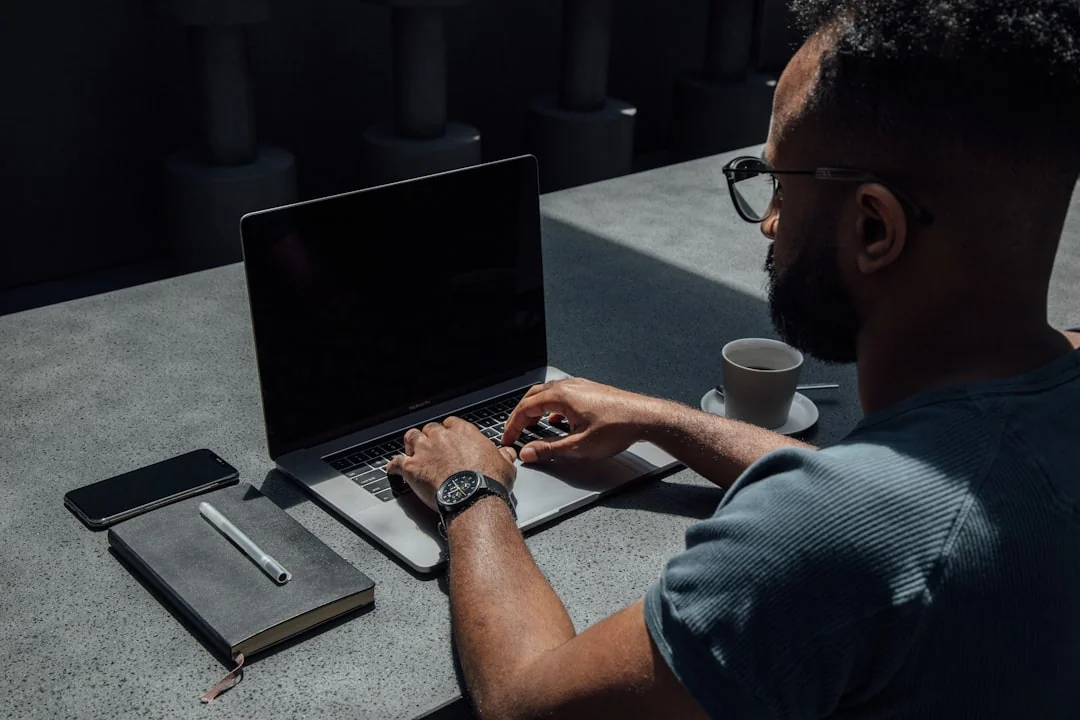 Group of business professionals collaborating in an office setting.